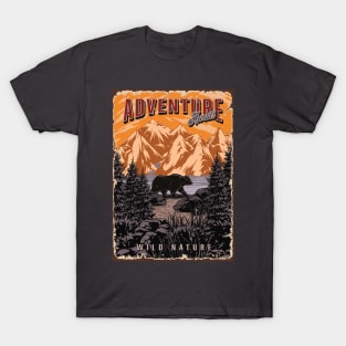 Wild nature illustration with beer and mountains T-Shirt